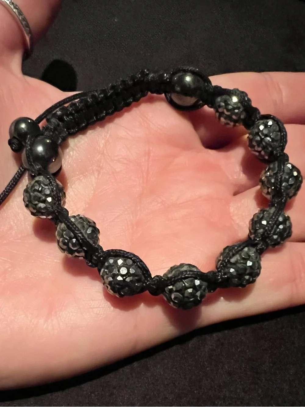 Black Beaded Macrame Bracelet